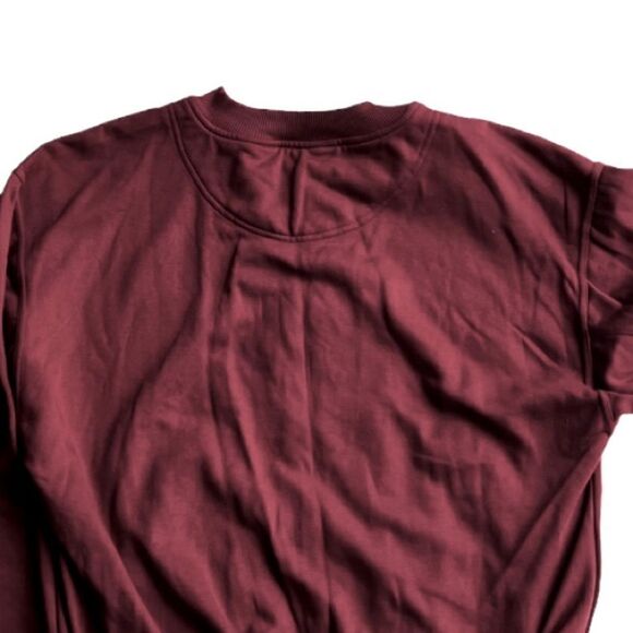 NWT Vintage Cheetah Mervyn’s oversized Wine Long sleeve Fleece Zip Up Sweater L - Picture 3 of 6